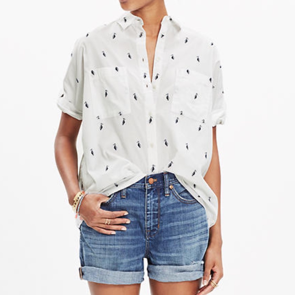 Madewell Courier Shirt Pelican Jacquard E8413, L